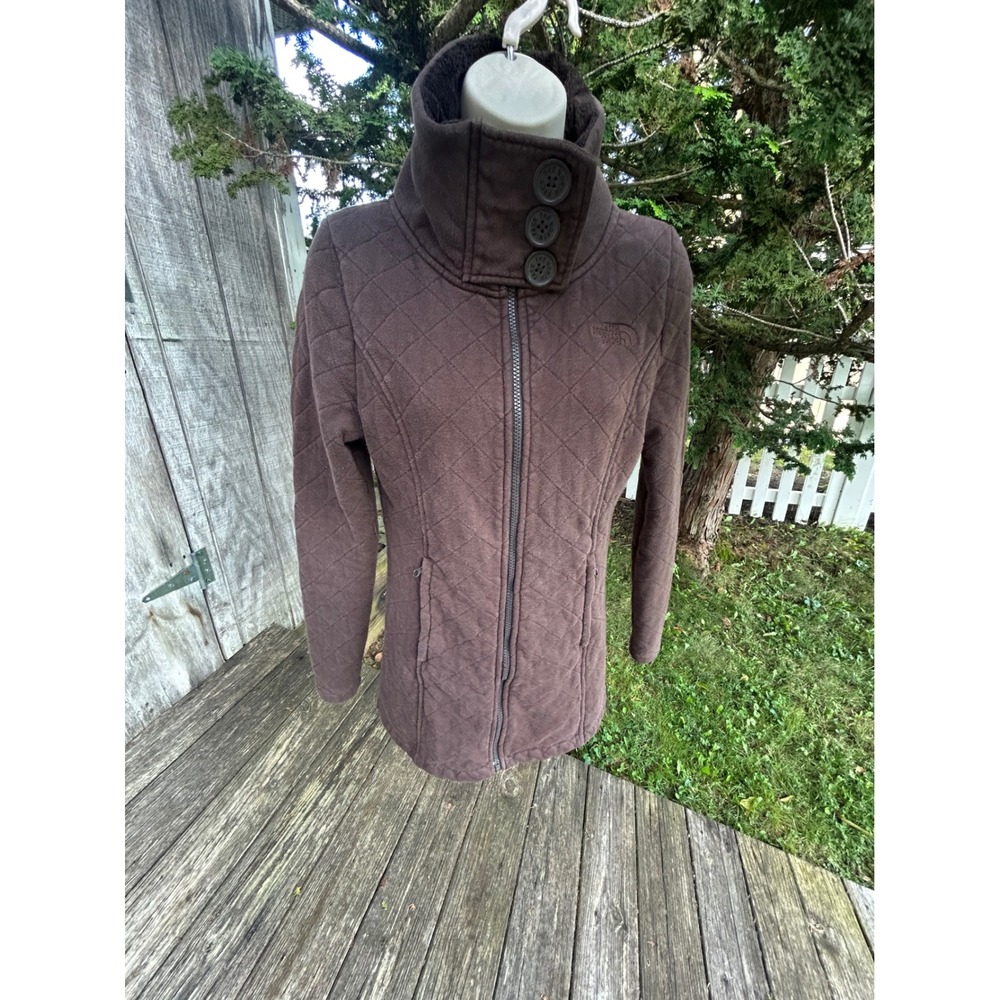 The North Face Jacket Quilted High Neck Button Full Zip Brown Gorpcore S